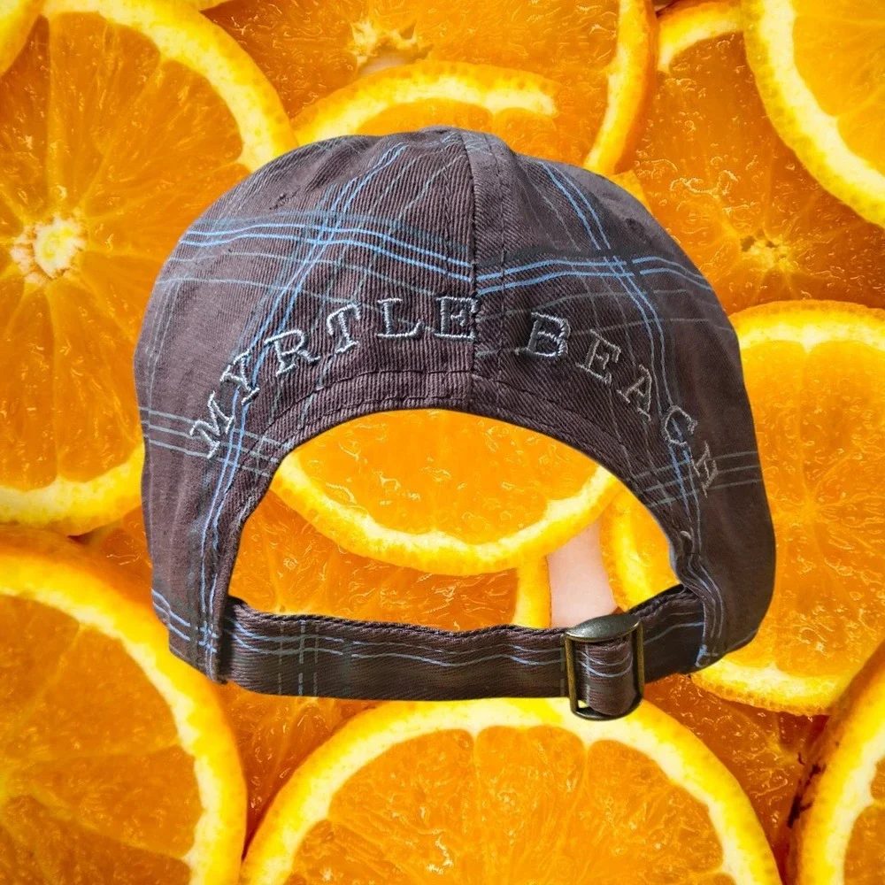 Myrtle Beach‎ South Carolina Brown Plaid Adjustable Baseball Cap
